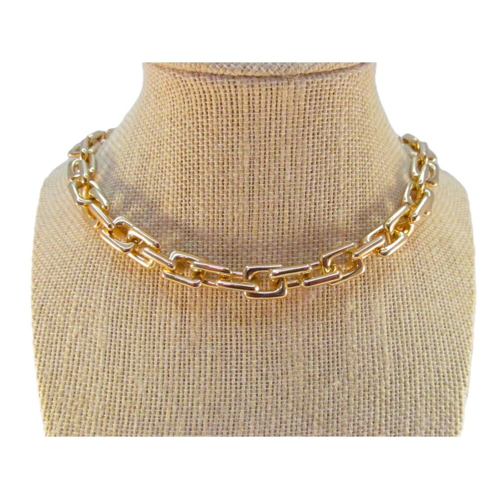Gold Plated over Stainless Steel Link Chain Necklace with Toggle Clasp Size 17.5